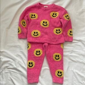 Kate Mack Pink and Yellow Smiley Face Cozy 2 Piece Set 2T